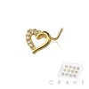 12PCS OF CZ SIDE HEART 316L SURGICAL STEEL L-SHAPE NOSE BOX